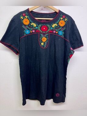 Double D Ranchwear Black Floral Embroidered Top 1X